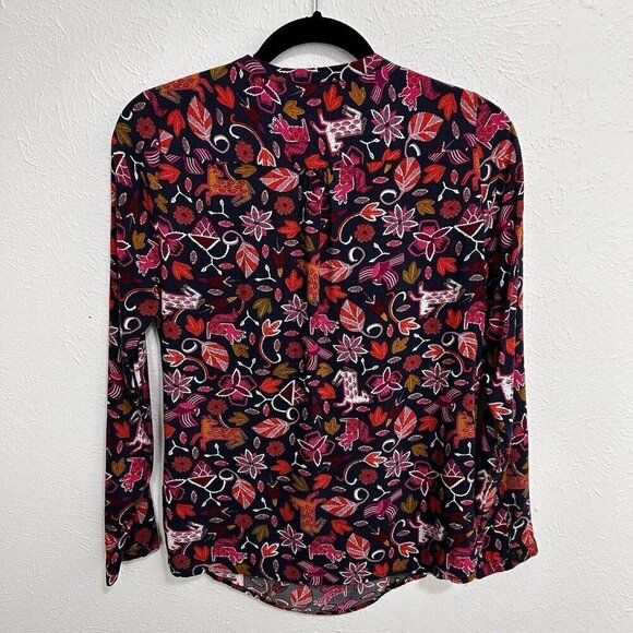 Anthropologie Maeve Primitive Animal Print Nature Artsy Novelty Blouse Size 2 - Picture 5 of 11